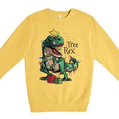 Funny Trex Dinosaur Christmas Tree Rex Gift Premium Crewneck Sweatshirt