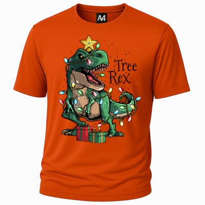 Funny Trex Dinosaur Christmas Tree Rex Gift Cooling Performance Crew T-Shirt