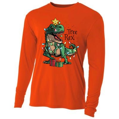 Funny Trex Dinosaur Christmas Tree Rex Gift Cooling Performance Long Sleeve Crew