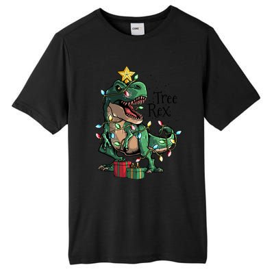 Funny Trex Dinosaur Christmas Tree Rex Gift Tall Fusion ChromaSoft Performance T-Shirt