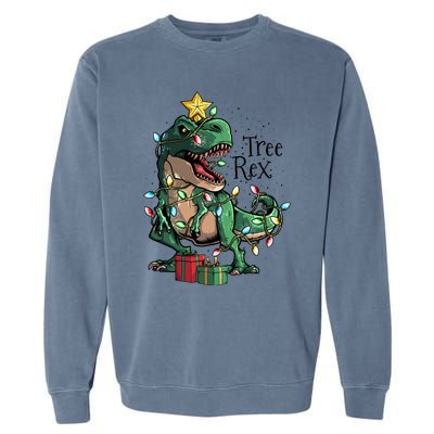 Funny Trex Dinosaur Christmas Tree Rex Gift Garment-Dyed Sweatshirt