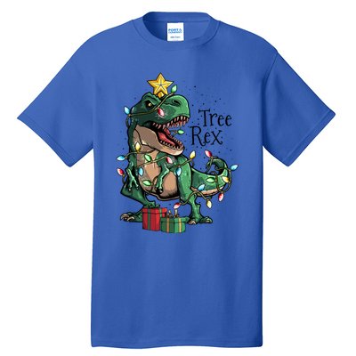 Funny Trex Dinosaur Christmas Tree Rex Gift Tall T-Shirt