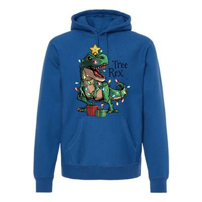 Funny Trex Dinosaur Christmas Tree Rex Gift Premium Hoodie