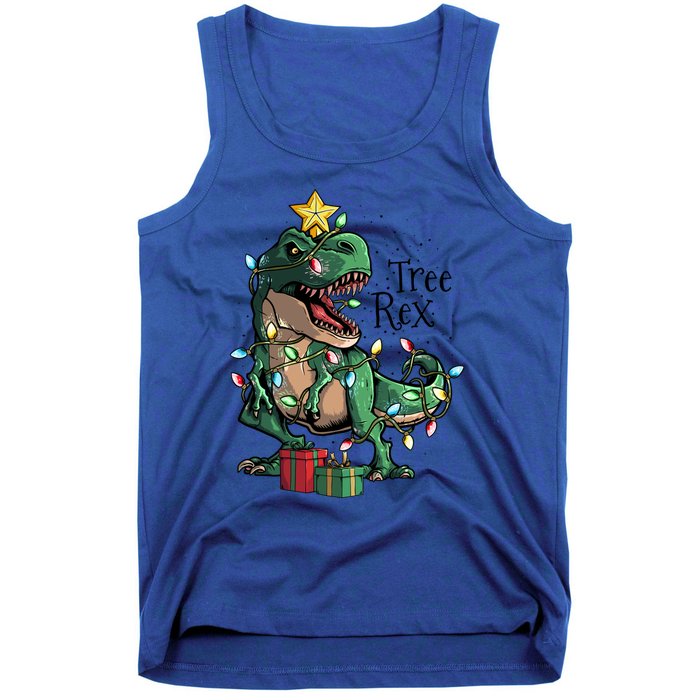 Funny Trex Dinosaur Christmas Tree Rex Gift Tank Top