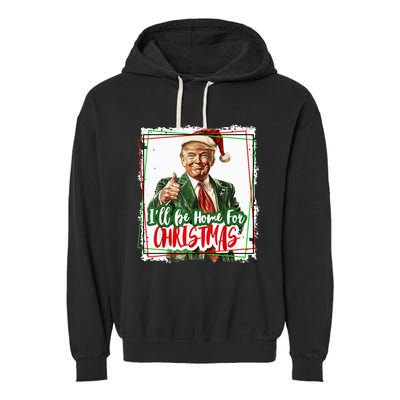 Funny Trump Daddys Home Christmas Again 2024 2028 Garment-Dyed Fleece Hoodie