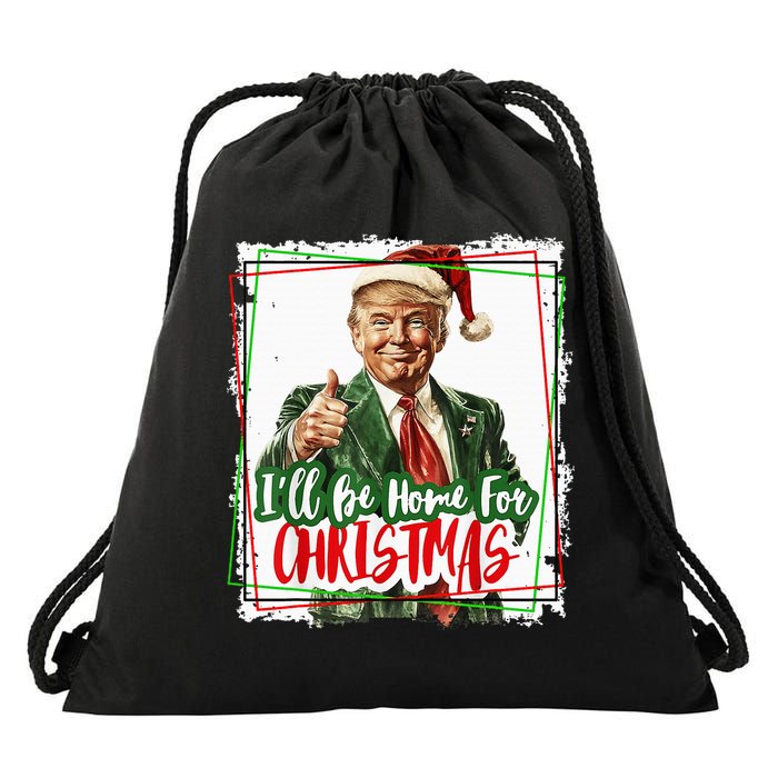 Funny Trump Daddys Home Christmas Again 2024 2028 Drawstring Bag