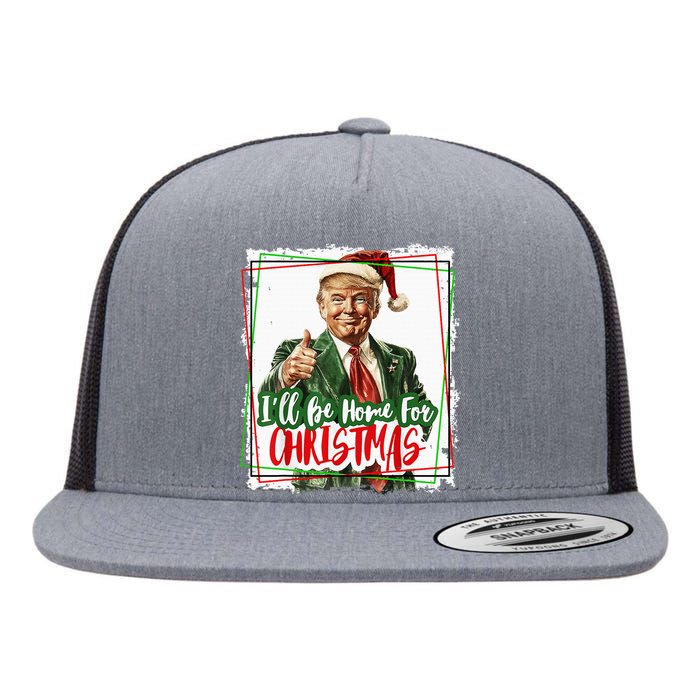 Funny Trump Daddys Home Christmas Again 2024 2028 Flat Bill Trucker Hat