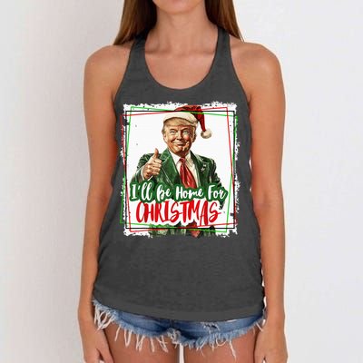 Funny Trump Daddys Home Christmas Again 2024 2028 Women's Knotted Racerback Tank