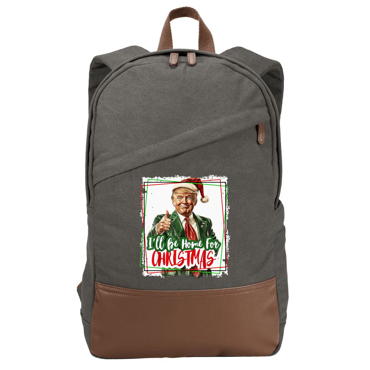 Funny Trump Daddys Home Christmas Again 2024 2028 Cotton Canvas Backpack