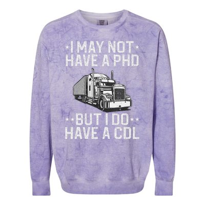 Funny Trucker Design For   CDL Truck Driver Trucker Colorblast Crewneck Sweatshirt