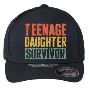 Funny Teenage Daughter Survivor Humor Fathers Mothers Day Flexfit Unipanel Trucker Cap