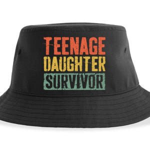 Funny Teenage Daughter Survivor Humor Fathers Mothers Day Sustainable Bucket Hat