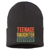 Funny Teenage Daughter Survivor Humor Fathers Mothers Day Sustainable Knit Beanie