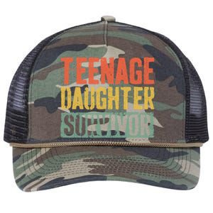 Funny Teenage Daughter Survivor Humor Fathers Mothers Day Retro Rope Trucker Hat Cap