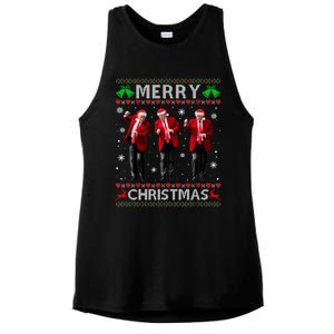 Funny Trump Dance Merry Christmas Ugly Xmas Sweater Pajamas Ladies PosiCharge Tri-Blend Wicking Tank