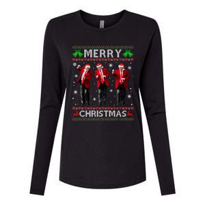 Funny Trump Dance Merry Christmas Ugly Xmas Sweater Pajamas Womens Cotton Relaxed Long Sleeve T-Shirt