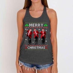 Funny Trump Dance Merry Christmas Ugly Xmas Sweater Pajamas Women's Knotted Racerback Tank