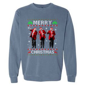 Funny Trump Dance Merry Christmas Ugly Xmas Sweater Pajamas Garment-Dyed Sweatshirt