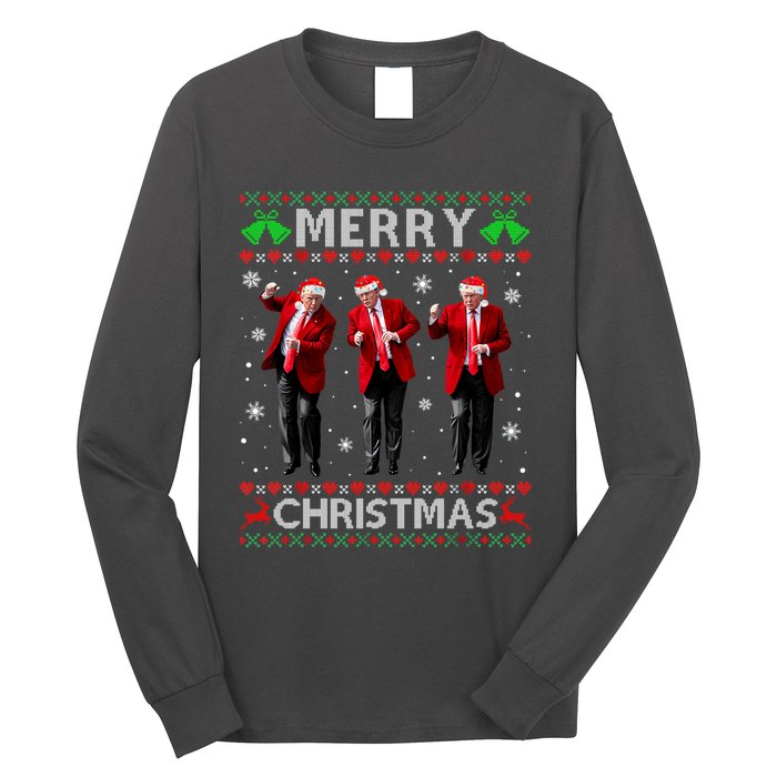 Funny Trump Dance Merry Christmas Ugly Xmas Sweater Pajamas Long Sleeve Shirt