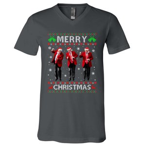 Funny Trump Dance Merry Christmas Ugly Xmas Sweater Pajamas V-Neck T-Shirt