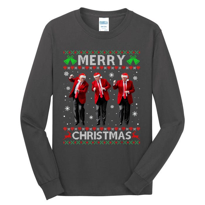 Funny Trump Dance Merry Christmas Ugly Xmas Sweater Pajamas Tall Long Sleeve T-Shirt