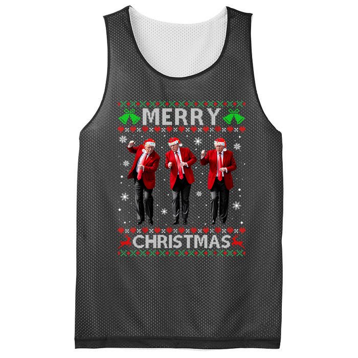 Funny Trump Dance Merry Christmas Ugly Xmas Sweater Pajamas Mesh Reversible Basketball Jersey Tank