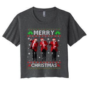 Funny Trump Dance Merry Christmas Ugly Xmas Sweater Pajamas Women's Crop Top Tee