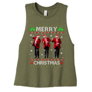 Funny Trump Dance Merry Christmas Ugly Xmas Sweater Pajamas Women's Racerback Cropped Tank