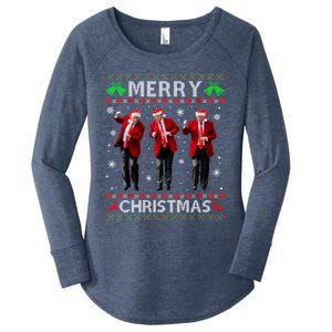 Funny Trump Dance Merry Christmas Ugly Xmas Sweater Pajamas Women's Perfect Tri Tunic Long Sleeve Shirt