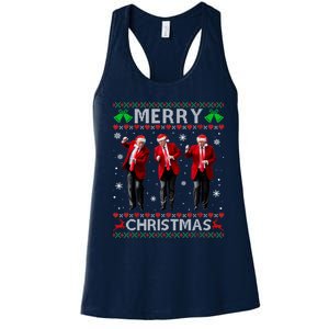 Funny Trump Dance Merry Christmas Ugly Xmas Sweater Pajamas Women's Racerback Tank