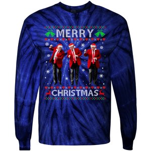 Funny Trump Dance Merry Christmas Ugly Xmas Sweater Pajamas Tie-Dye Long Sleeve Shirt