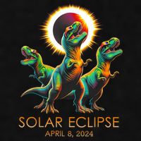 Funny Trex Dinosaur Watching Total Solar Eclipse Apr 8 2024 Ladies PosiCharge Tri-Blend Wicking Tank