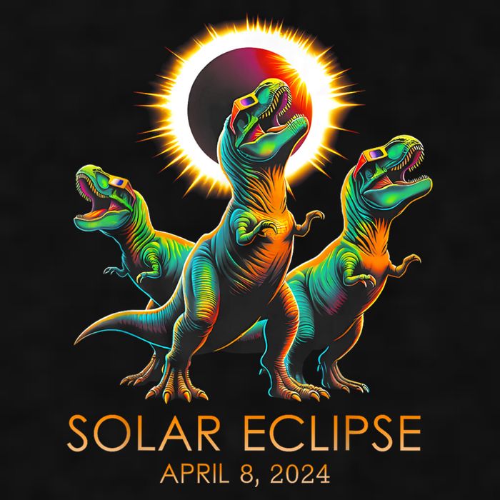 Funny Trex Dinosaur Watching Total Solar Eclipse Apr 8 2024 Ladies PosiCharge Tri-Blend Wicking Tank