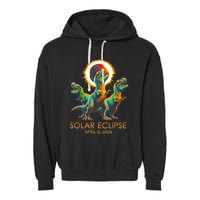 Funny Trex Dinosaur Watching Total Solar Eclipse Apr 8 2024 Garment-Dyed Fleece Hoodie