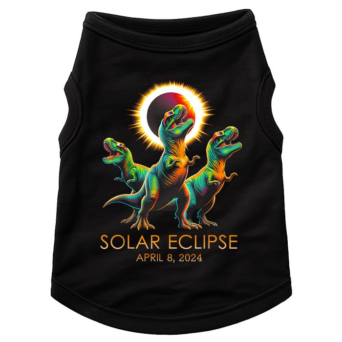 Funny Trex Dinosaur Watching Total Solar Eclipse Apr 8 2024 Doggie Tank