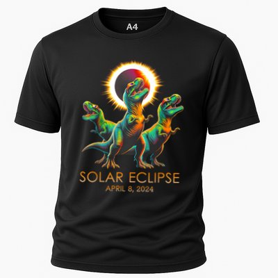 Funny Trex Dinosaur Watching Total Solar Eclipse Apr 8 2024 Performance Shirt