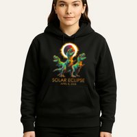 Funny Trex Dinosaur Watching Total Solar Eclipse Apr 8 2024 Hoodie
