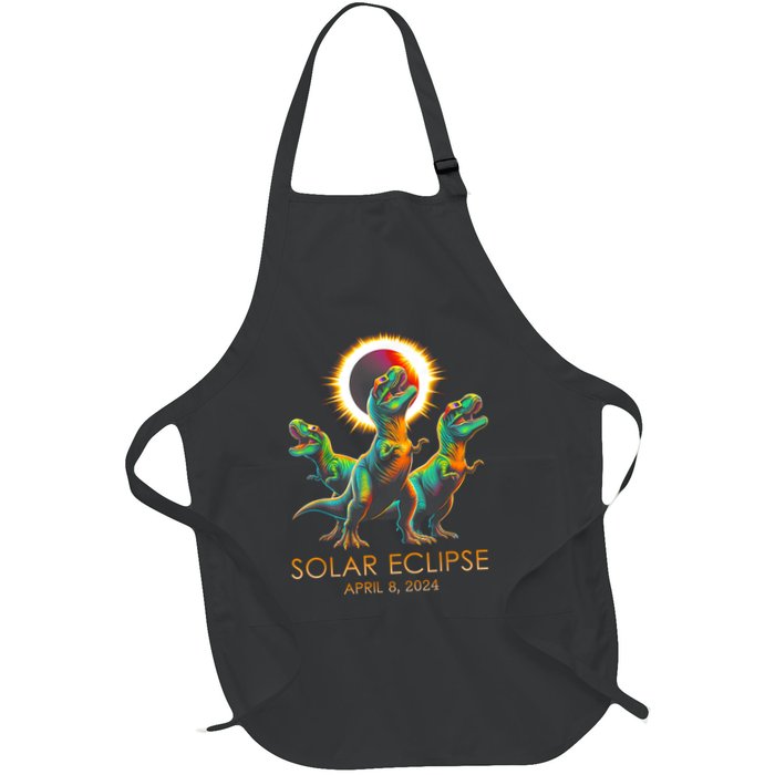Funny Trex Dinosaur Watching Total Solar Eclipse Apr 8 2024 Apron