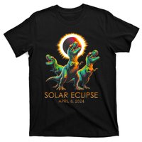 Funny Trex Dinosaur Watching Total Solar Eclipse Apr 8 2024 T-Shirt