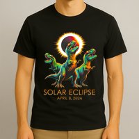 Funny Trex Dinosaur Watching Total Solar Eclipse Apr 8 2024 T-Shirt