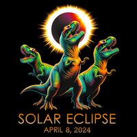Funny Trex Dinosaur Watching Total Solar Eclipse Apr 8 2024 T-Shirt
