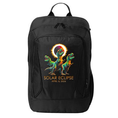 Funny Trex Dinosaur Watching Total Solar Eclipse Apr 8 2024 City Backpack