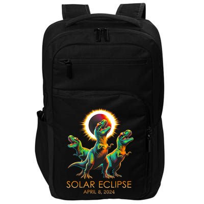 Funny Trex Dinosaur Watching Total Solar Eclipse Apr 8 2024 Impact Tech Backpack