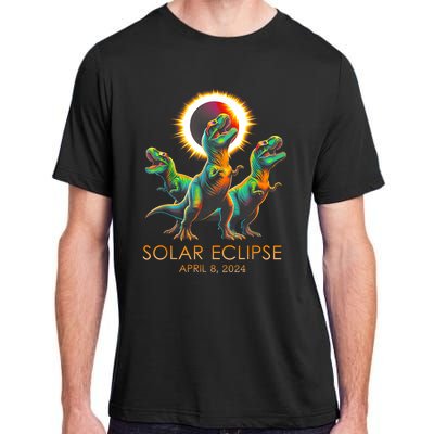 Funny Trex Dinosaur Watching Total Solar Eclipse Apr 8 2024 Adult ChromaSoft Performance T-Shirt