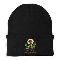 Funny Trex Dinosaur Watching Total Solar Eclipse Apr 8 2024 Beanie