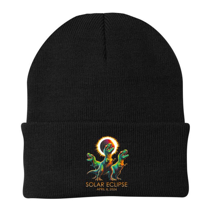 Funny Trex Dinosaur Watching Total Solar Eclipse Apr 8 2024 Beanie