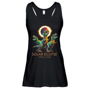 Funny Trex Dinosaur Watching Total Solar Eclipse Apr 8 2024 Ladies Essential Flowy Tank