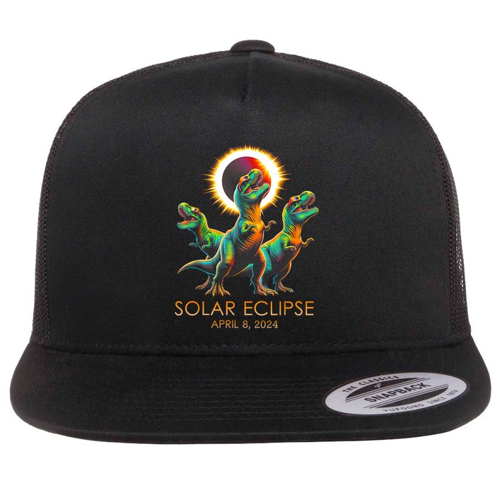 Funny Trex Dinosaur Watching Total Solar Eclipse Apr 8 2024 Flatbill Hat