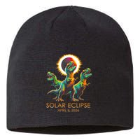Funny Trex Dinosaur Watching Total Solar Eclipse Apr 8 2024 Sustainable Beanie