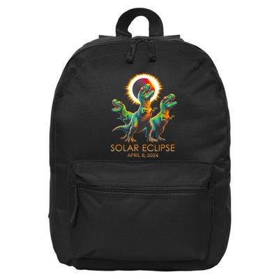 Funny Trex Dinosaur Watching Total Solar Eclipse Apr 8 2024 16 in Basic Backpack